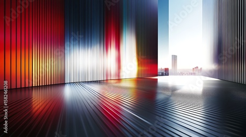 Wallpaper Mural Abstract interior scene with vibrant colors and city view Torontodigital.ca