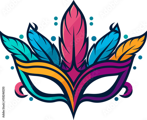 Colorful Carnival Mask with Feathers for Festive Celebrations