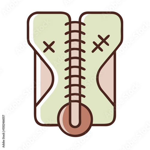 zipper suture icon minimal design Colored Outline Icon Symbol Pictogram Outline