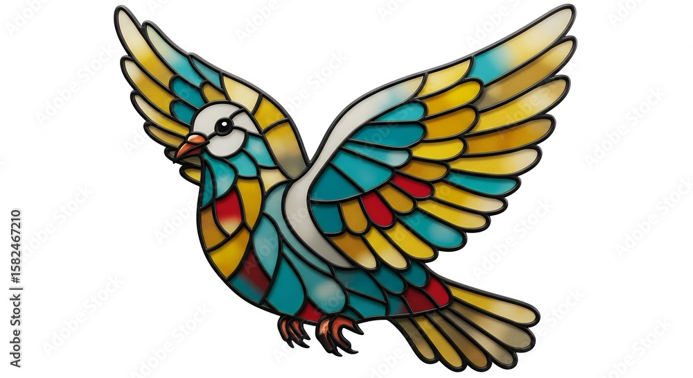 Fototapeta premium Stained glass pigeon design