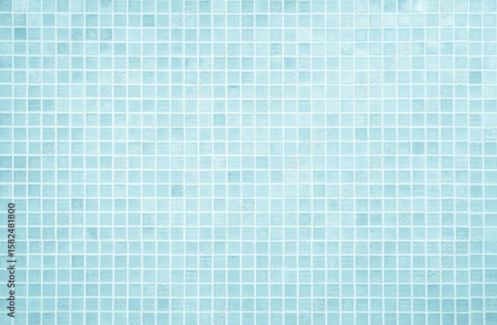 Blue light ceramic wall chequered and floor tiles mosaic background in bathroom, kitchen. Design pattern geometric with grid wallpaper texture decoration pool. Simple seamless abstract surface clean. Blue light ceramic wall chequered and floor tiles mosaic background in bathroom, kitchen. Design pattern geometric with grid wallpaper texture decoration pool. Simple seamless abstract surface clean.