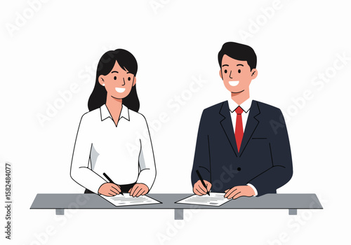 Business people signing a contract or agreement document.