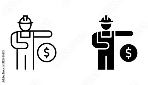 Worker compensation icon set. Supplemental insurance on white background