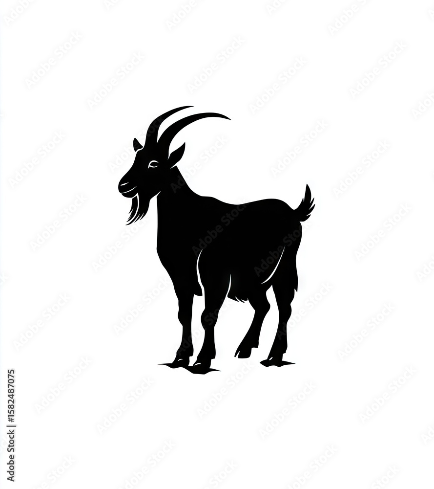 Fototapeta premium Silhouetted goat, standing profile