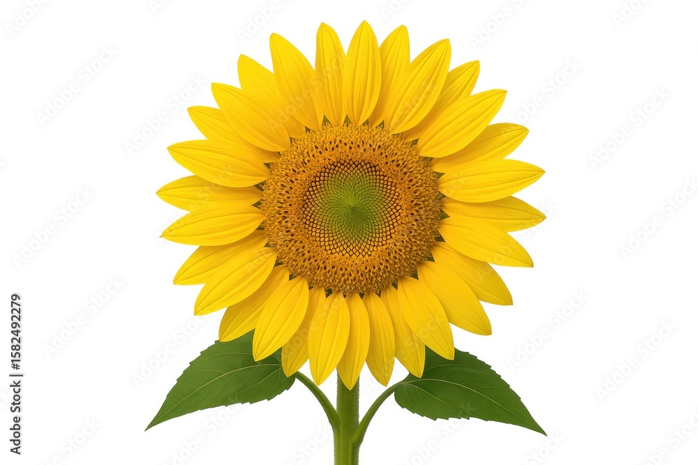 Obraz premium Bright yellow sunflower blossom against a plain white backdrop.