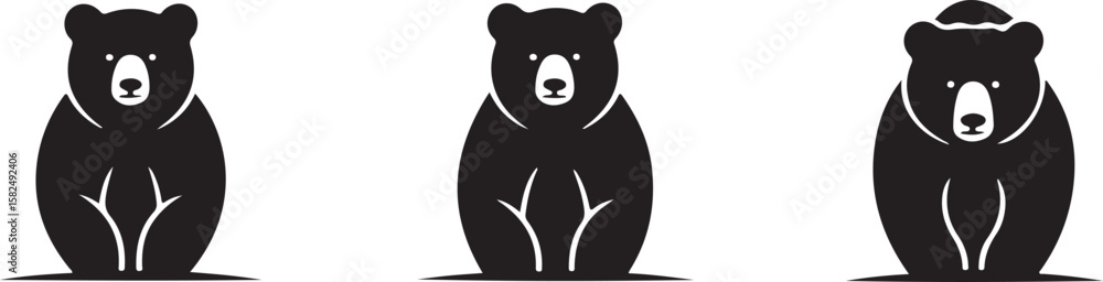 Obraz premium Bear Essentials Silhouette Trio Bundle Wild Bear Family Clipart Collection Forest Bear Silhouettes Set for Crafts