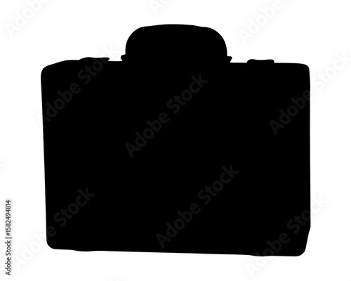 Silhouette of a boxy suitcase or trunk with a handle or knob
