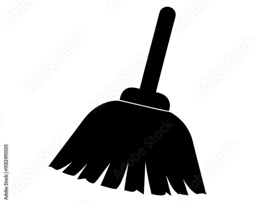 Silhouette of a black mop, cleaning supplies icon, simple vector design