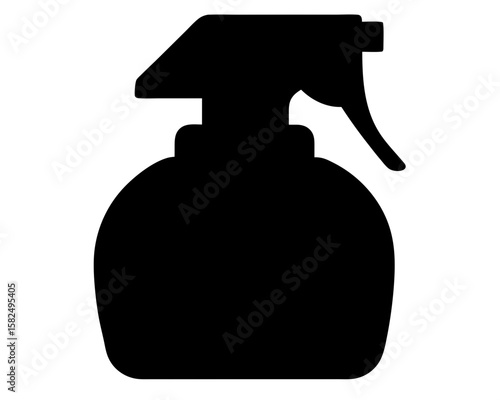 Black silhouette of a plastic spray bottle for cleaning and disinfection