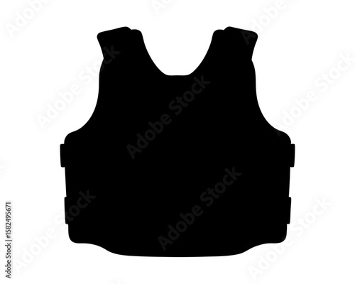 Black silhouette of a tactical bulletproof vest used by law enforcement