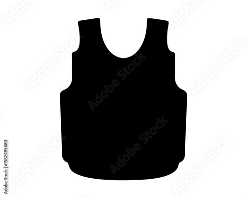 Black silhouette of a bulletproof vest designed for security protection
