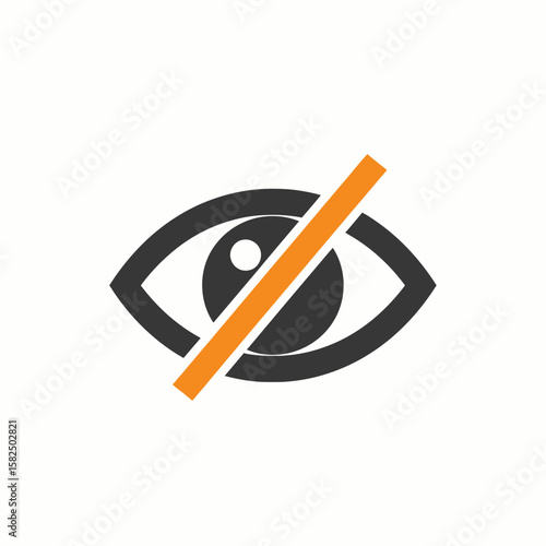 Graphic illustration of an eye with a diagonal orange line, representing no viewing.