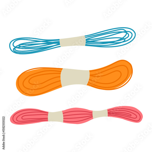 Set of skeins of yarn for knitting. Vector illustration.