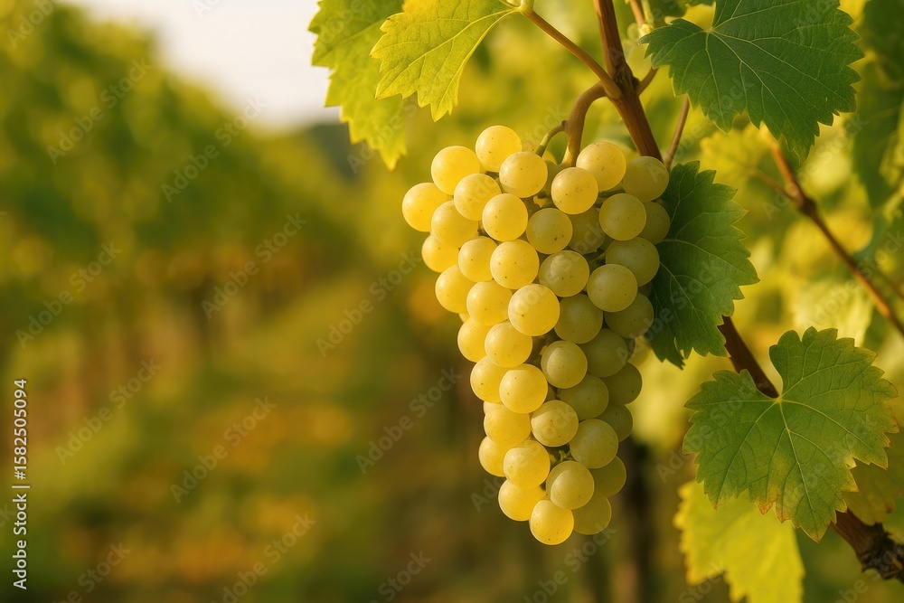 Fototapeta premium Vineyard with White Wine Grapes