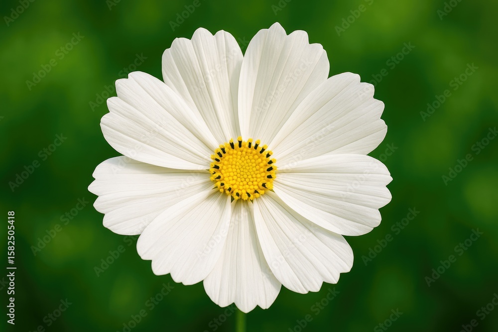 Fototapeta premium Close-up of a white summer flower with a lush green background