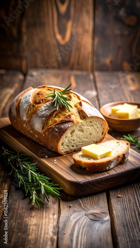 Freshly baked bread with butter