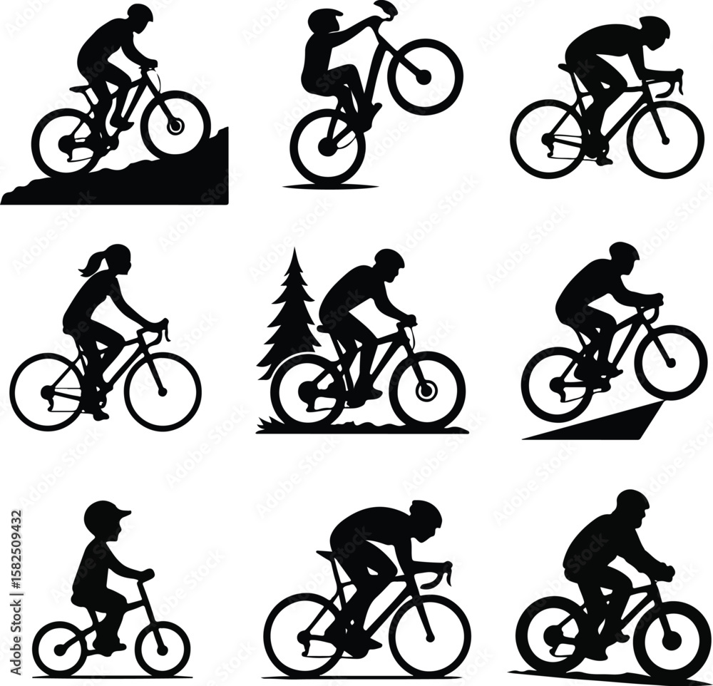 Obraz premium Bicycle Silhouettes – Riders in Action