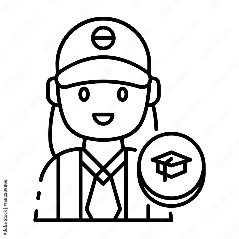 Obraz premium This Student (girl) icon is suitable for Indonesia Independence Day, etc