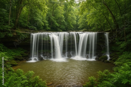 Majestic cascade within a lush forest reserve in Southeast Asia