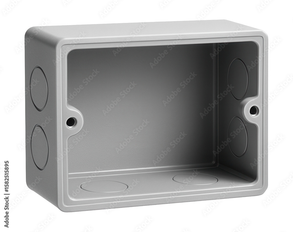 Obraz premium Rectangular installation box for wall outlets in an apartment, featuring knockouts for easy cable entry.