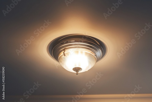 Ceiling light fixture illuminating a room with soft glow in a cozy home setting