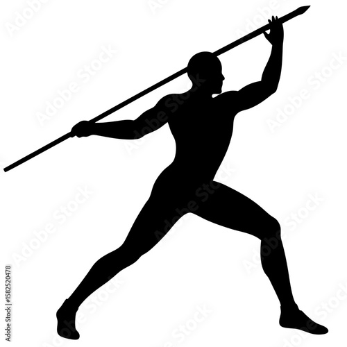Man throwing spear silhouette vector illustration