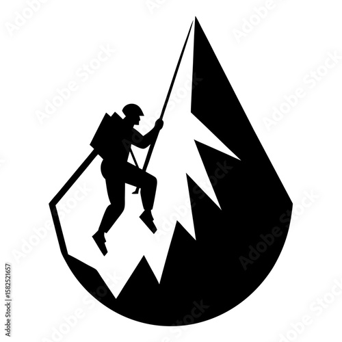 Mountain climber silhouette adventure extreme sport challenge silhouette vector illustration