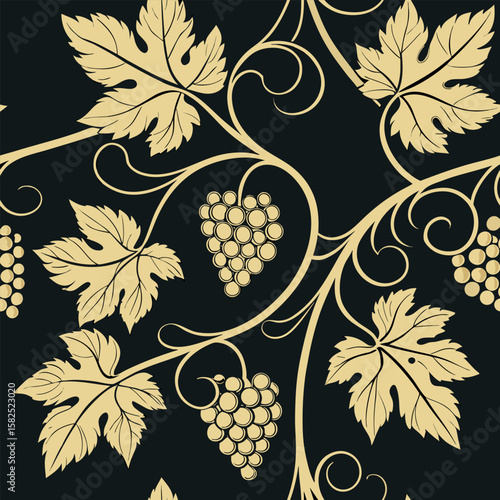 Elegant grapevine pattern seamless design perfect for wine related themes and decorative backgrounds
