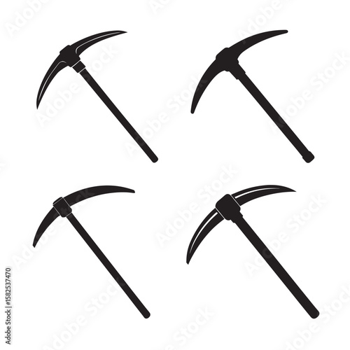 silhouette pickax bundle on white background