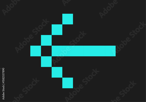 Flecha azul pixelada en fondo negro