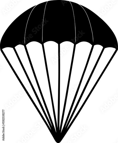 Black and White Parachute Icon Illustration Design Element