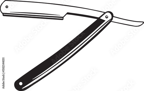 A black and white straight edge razor tool