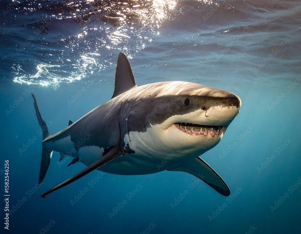 Naklejka premium Great white shark underwater