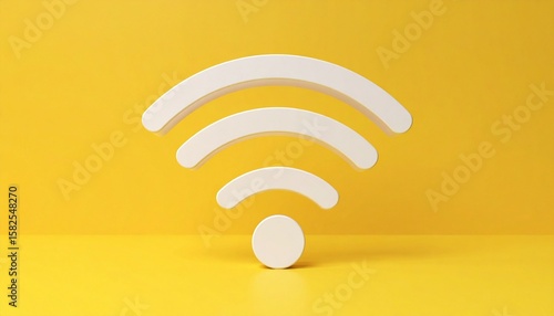 White Wi-Fi symbol on solid yellow background