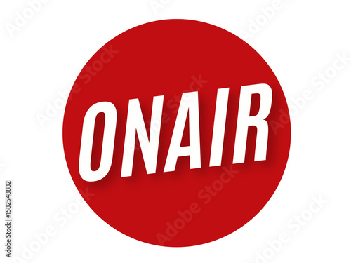 Billede på lærred onair sign, red label, radio sign, red button with word