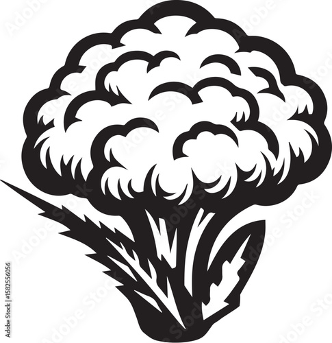 Illustration of a fresh cauliflower in black and white