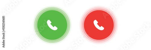 Answer and decline phone call buttons. Phone call. Telephone sign. Accept call and decline phone icons. vector