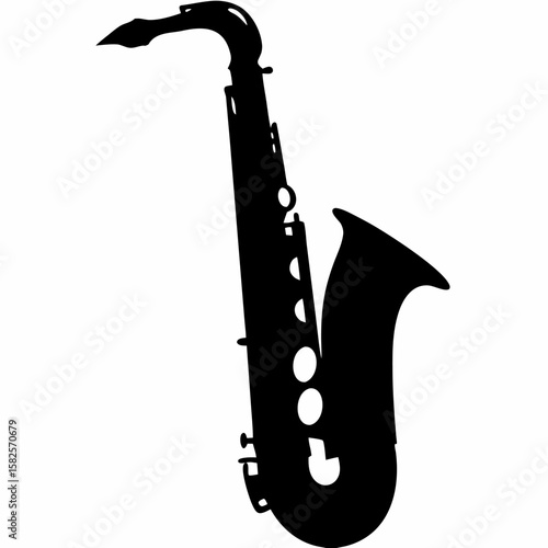 Elegant black silhouette of a saxophone a wind instrument perfect for jazz and blues music performances