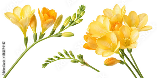 Captivating freesia blossoms embody springtime joy their golden hues promising new beginnings against an enchanting dark