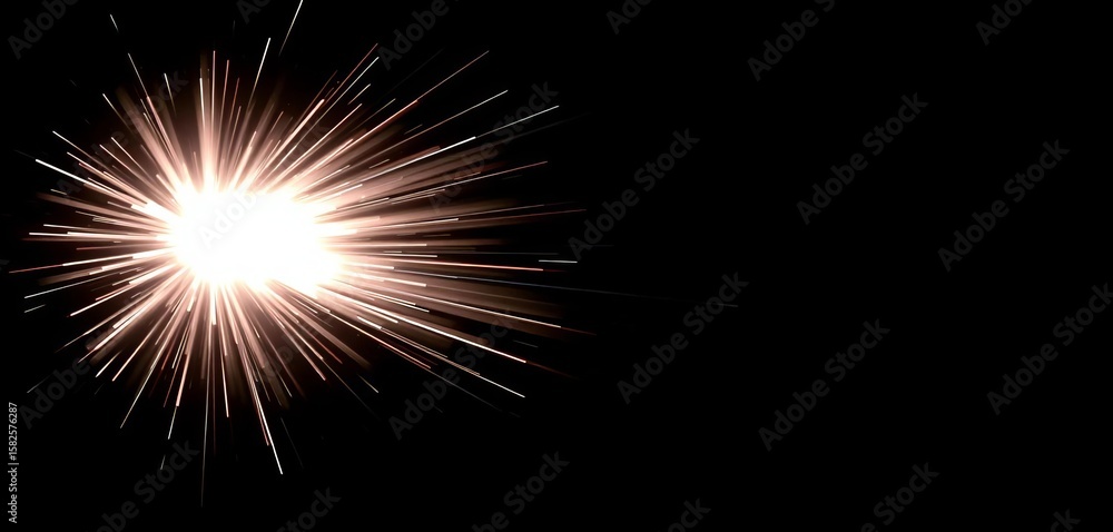 Fototapeta premium A brilliant white burst expands rapidly against a stark black backdrop, wallpaper, bright
