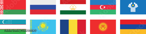 Commonwealth of Independent States. Flags of countries. CIS flag set