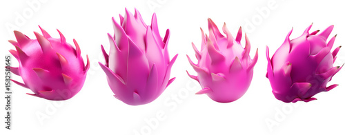 Set of 3d dragonfruit vector with various style for design