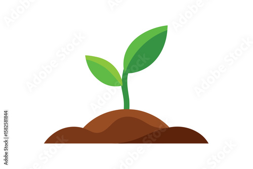 Stylized Sprouting Seed In Soil On White