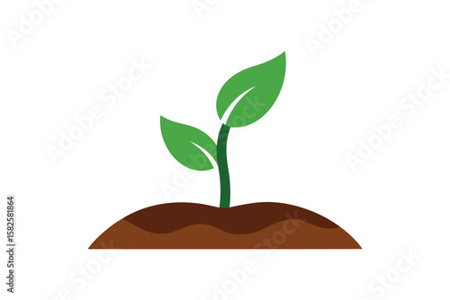Stylized Sprouting Seed In Soil On White