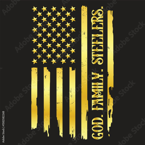 God Family Steelers Pro Us Flag Shirt Father's Day Dad Gift T-Shirt