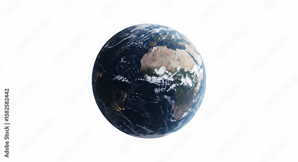 Fototapeta premium Stunning Earth Globe View: A Detailed 3D Render of Our Planet