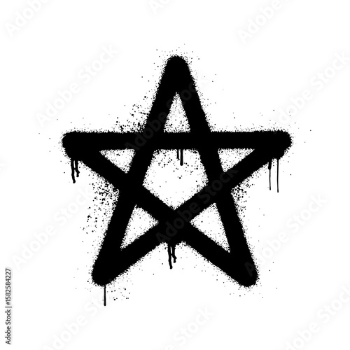 Graffiti Style Star Symbol with Dripping Spray Paint Texture Effect