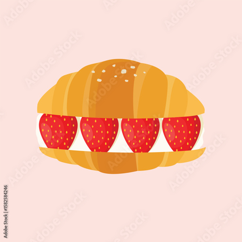 Shio pan Japanese salted roll bread with strawberry