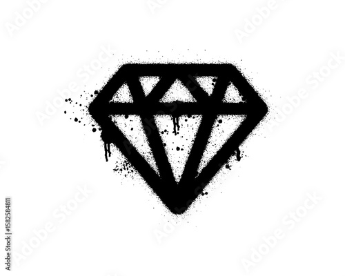 Graffiti Style Diamond Symbol with Dripping Spray Paint Texture Effect