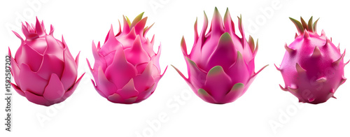 Set of 3d dragonfruit vector with various style for design